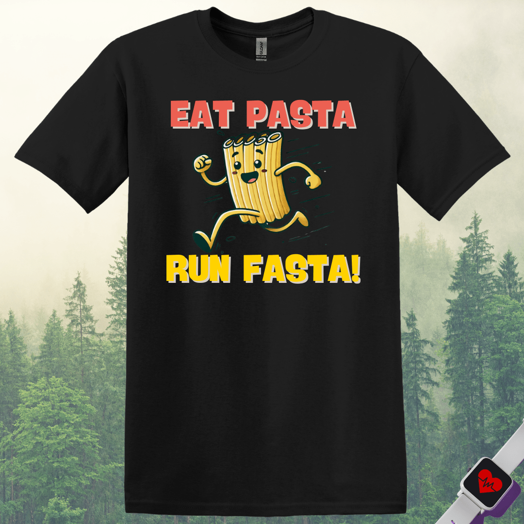 Printify T-Shirt Black / S Eat Pasta Run Fasta T-Shirt