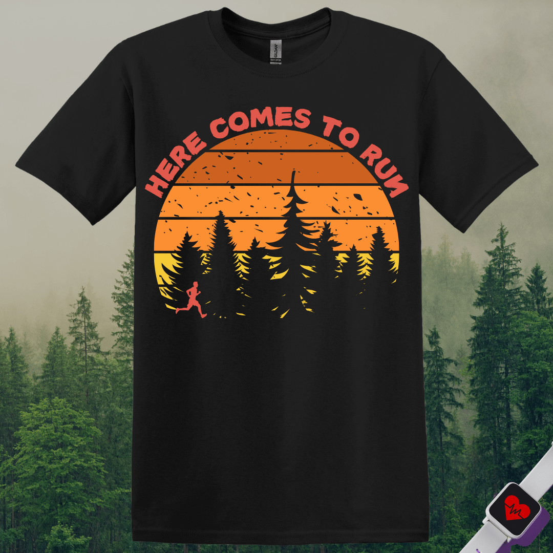 Printify T-Shirt Black / S Here Comes To Run T-Shirt