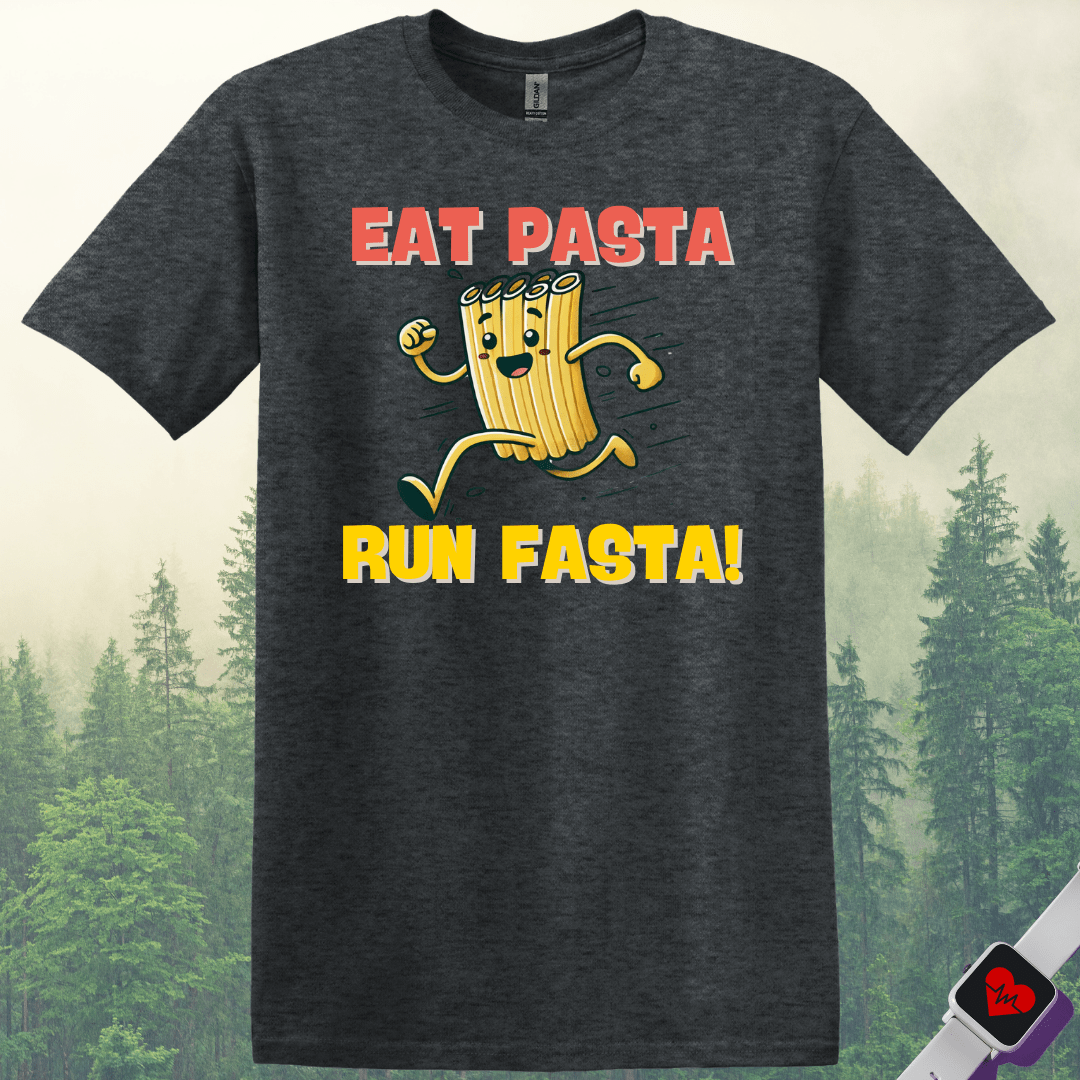 Printify T-Shirt Dark Heather / S Eat Pasta Run Fasta T-Shirt