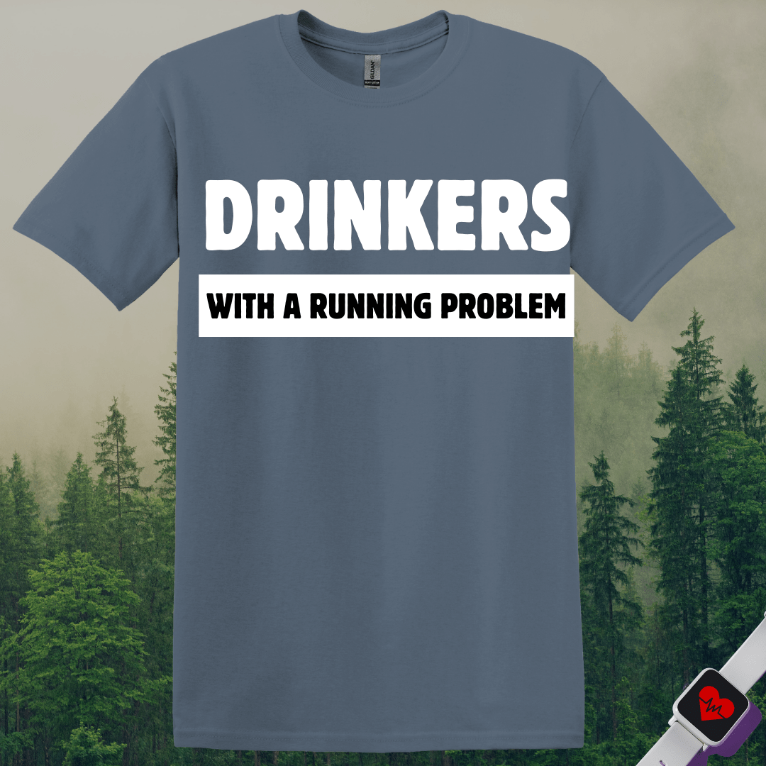 Printify T-Shirt Heather Indigo / S Drinkers With A Running Problem T-Shirt