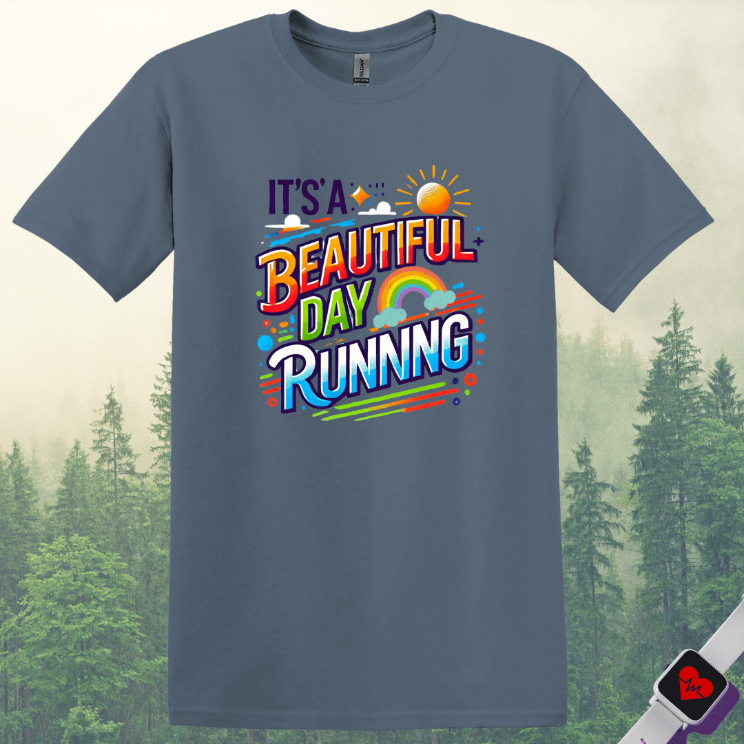 Printify T-Shirt Heather Indigo / S Run Beautiful Day T-Shirt