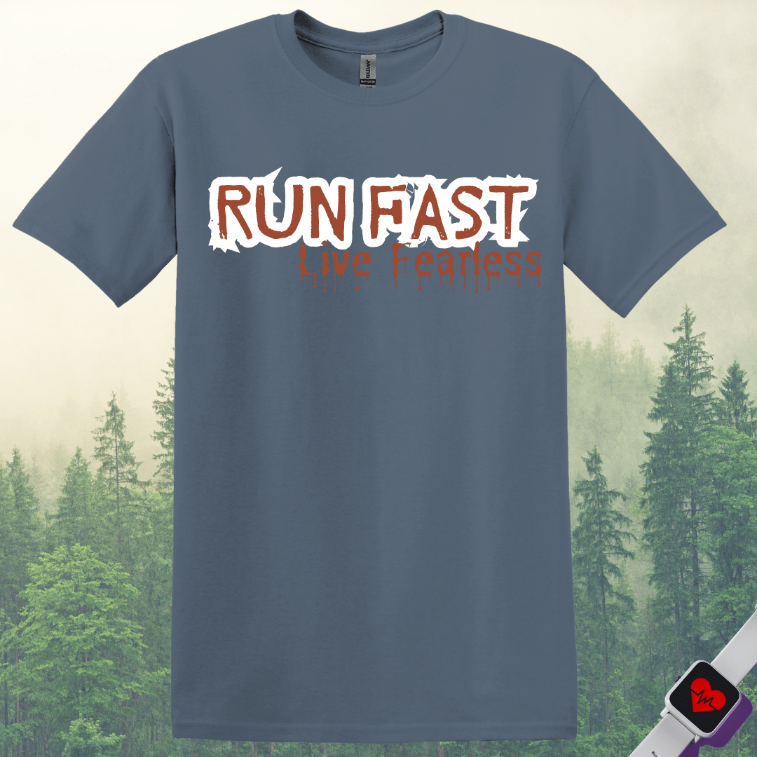 Printify T-Shirt Heather Indigo / S Run Fast Live Fearless T-Shirt