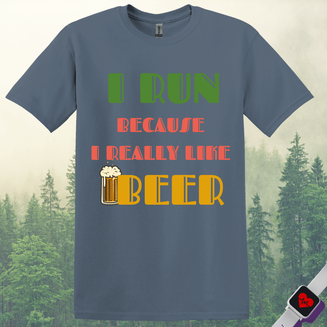 Printify T-Shirt Heather Indigo / S Run For Beer T-Shirt