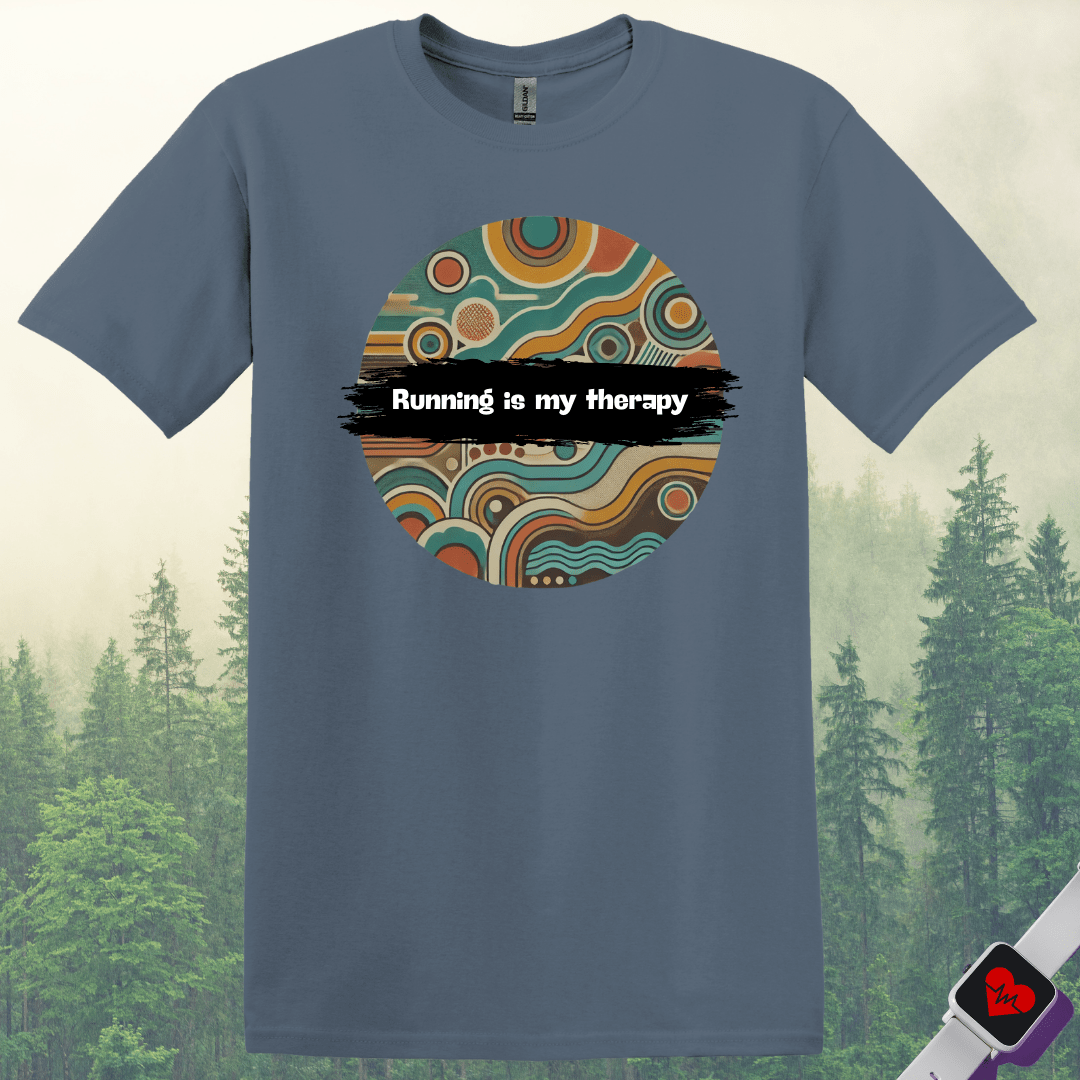 Printify T-Shirt Heather Indigo / S Running is My Therapy T-Shirt