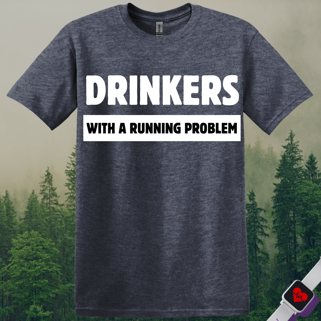 Printify T-Shirt Heather Navy / S Drinkers With A Running Problem T-Shirt