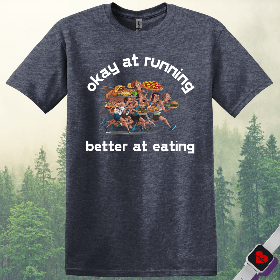 Printify T-Shirt Heather Navy / S Eating and Keep Running T-Shirt