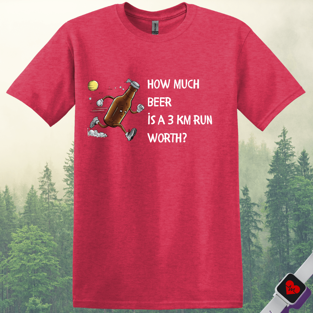 Printify T-Shirt Heather Red / S Drink Beer Run 3KM T-Shirt