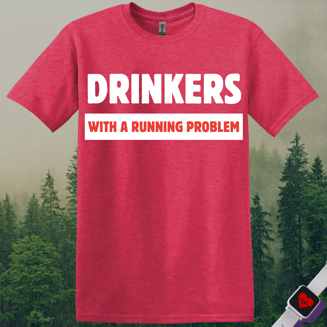 Printify T-Shirt Heather Red / S Drinkers With A Running Problem T-Shirt