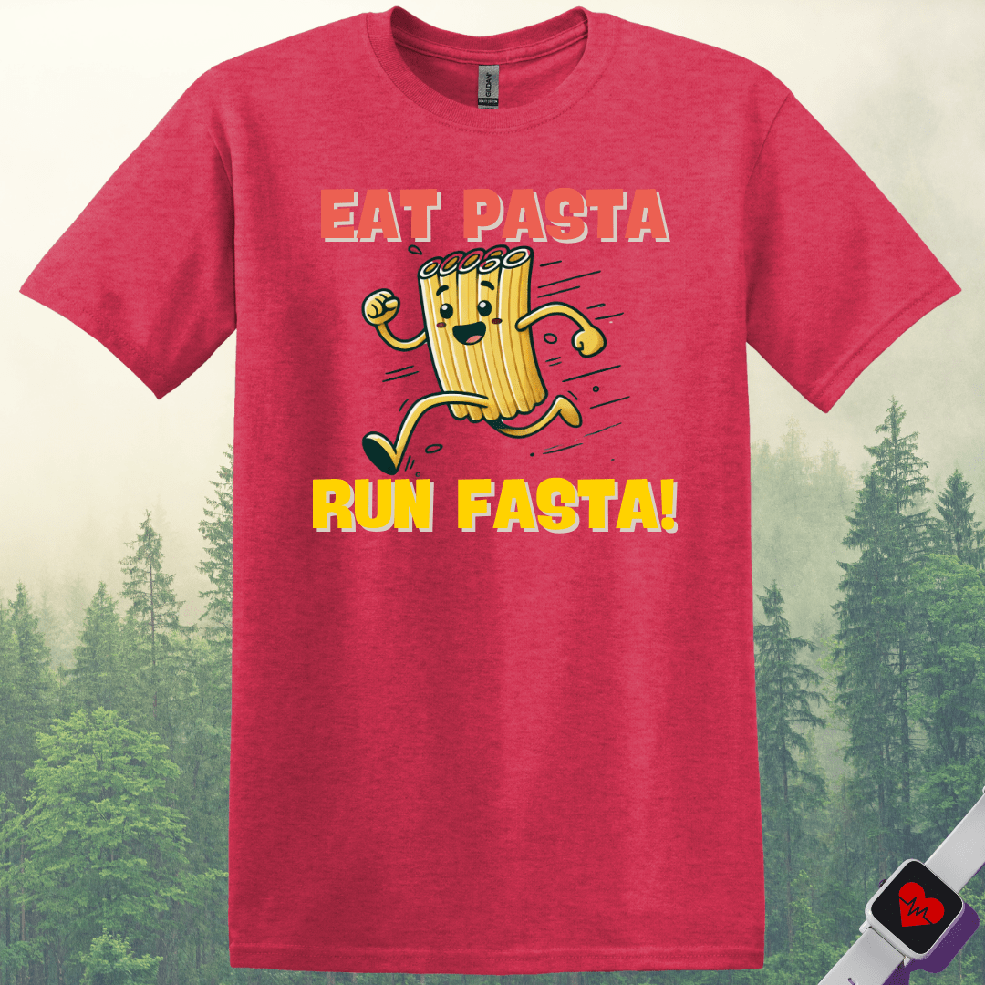 Printify T-Shirt Heather Red / S Eat Pasta Run Fasta T-Shirt