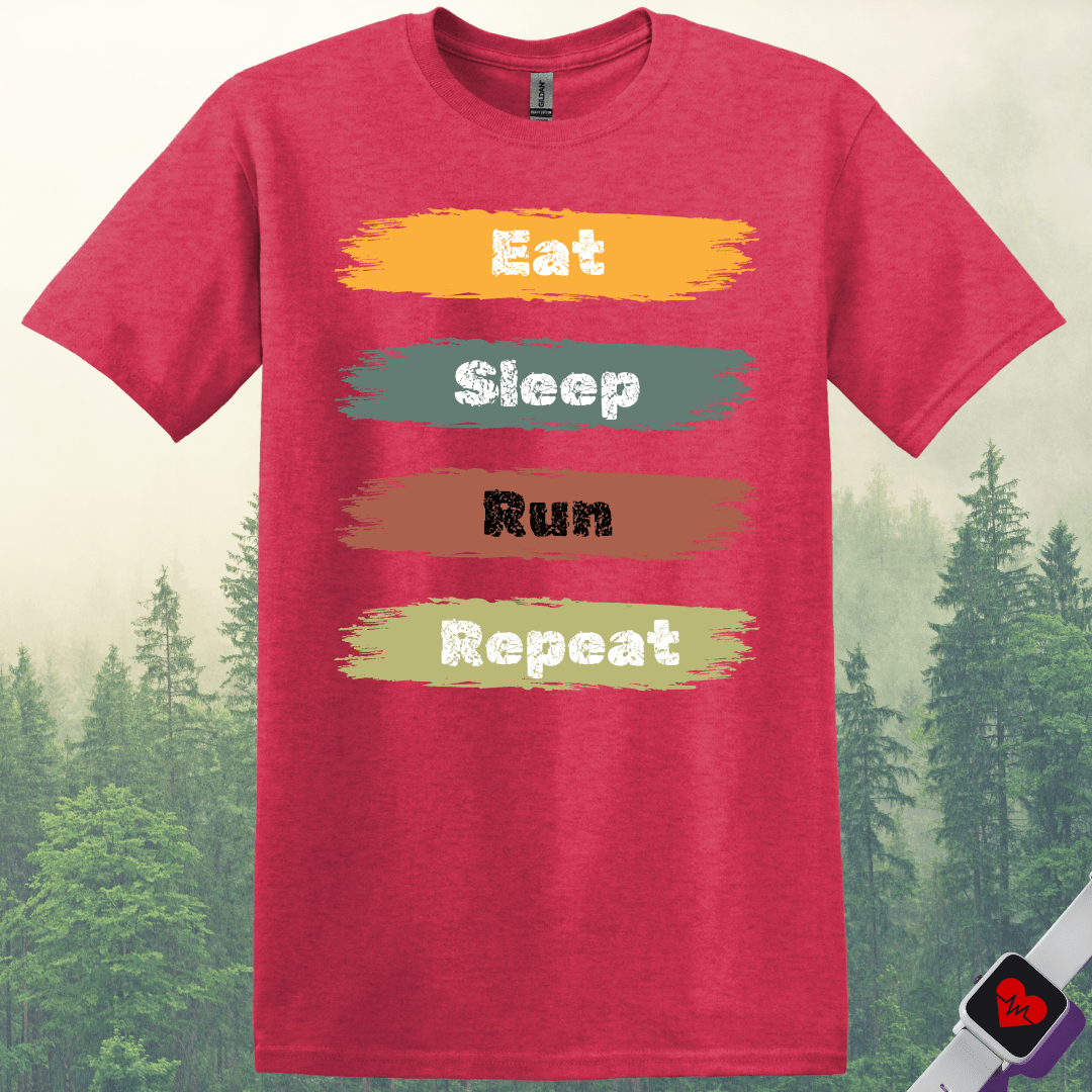 Printify T-Shirt Heather Red / S Eat Sleep Run Repeat T-Shirt