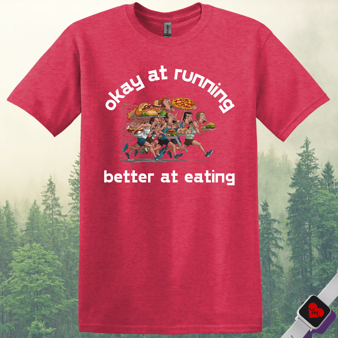 Printify T-Shirt Heather Red / S Eating and Keep Running T-Shirt