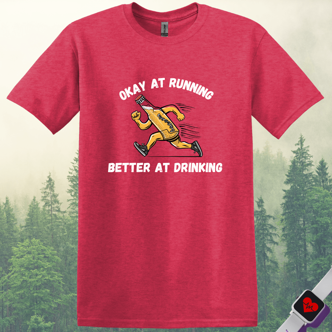 Printify T-Shirt Heather Red / S Okay at Running T-Shirt