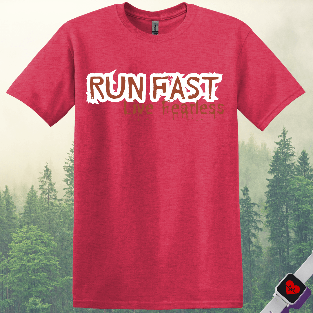 Printify T-Shirt Heather Red / S Run Fast Live Fearless T-Shirt