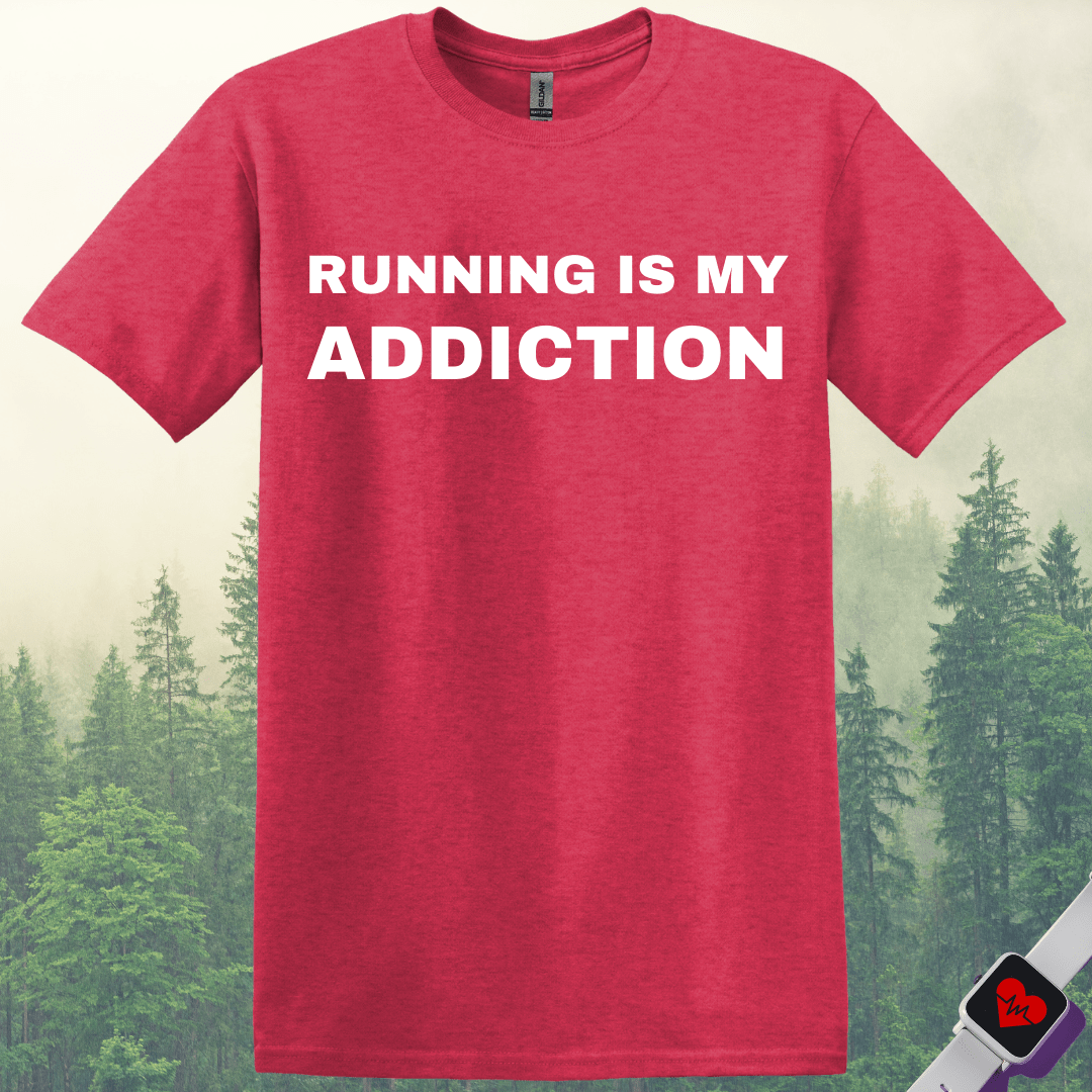 Printify T-Shirt Heather Red / S Running Is My Addiction T-Shirt