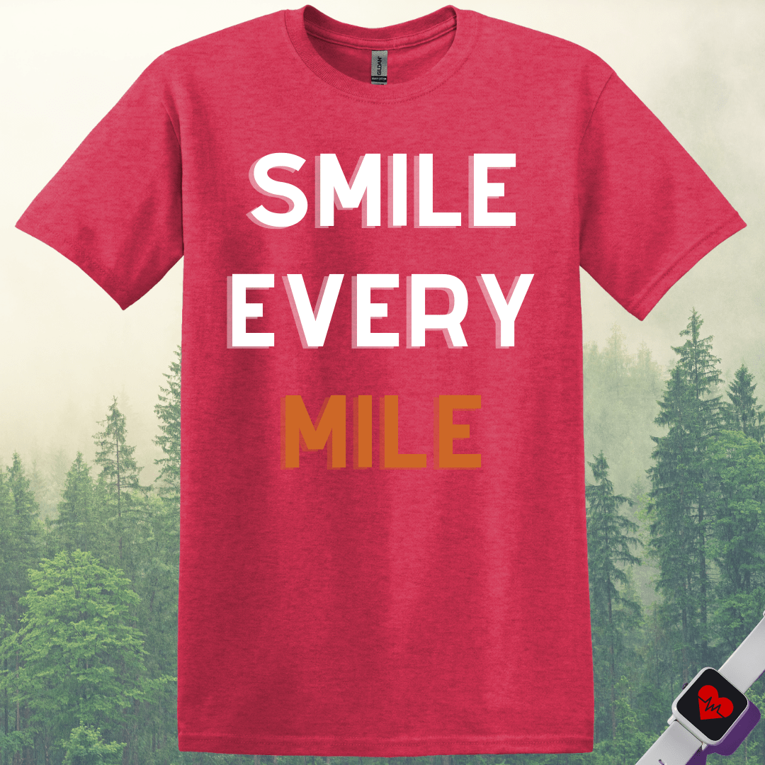 Printify T-Shirt Heather Red / S Smile Every Mile T-Shirt