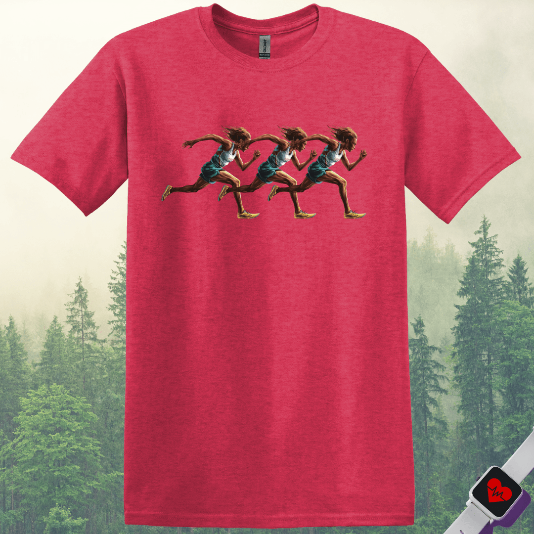 Printify T-Shirt Heather Red / S Three Runners T-Shirt