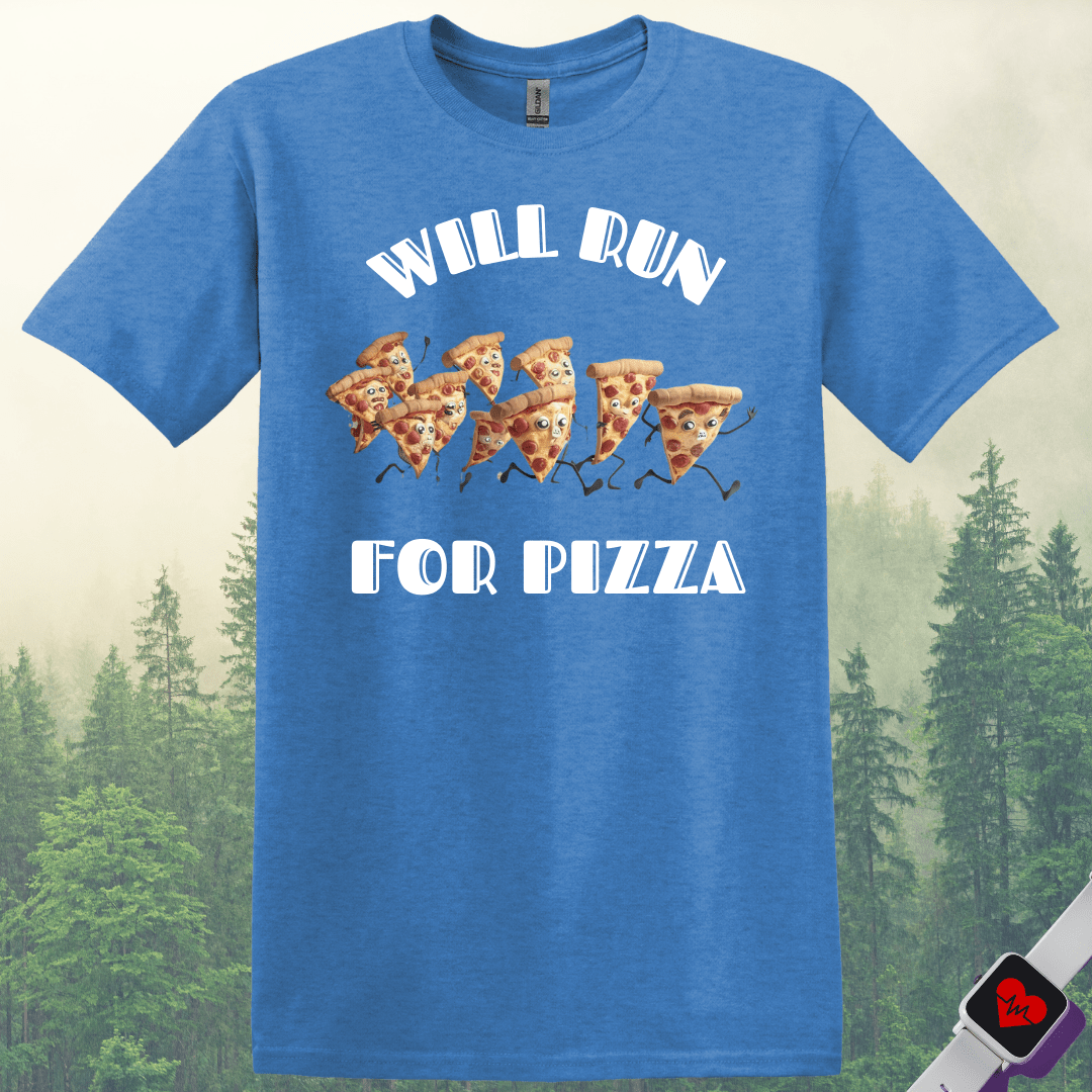 Printify T-Shirt Heather Royal / S Will Run For Pizza T-Shirt