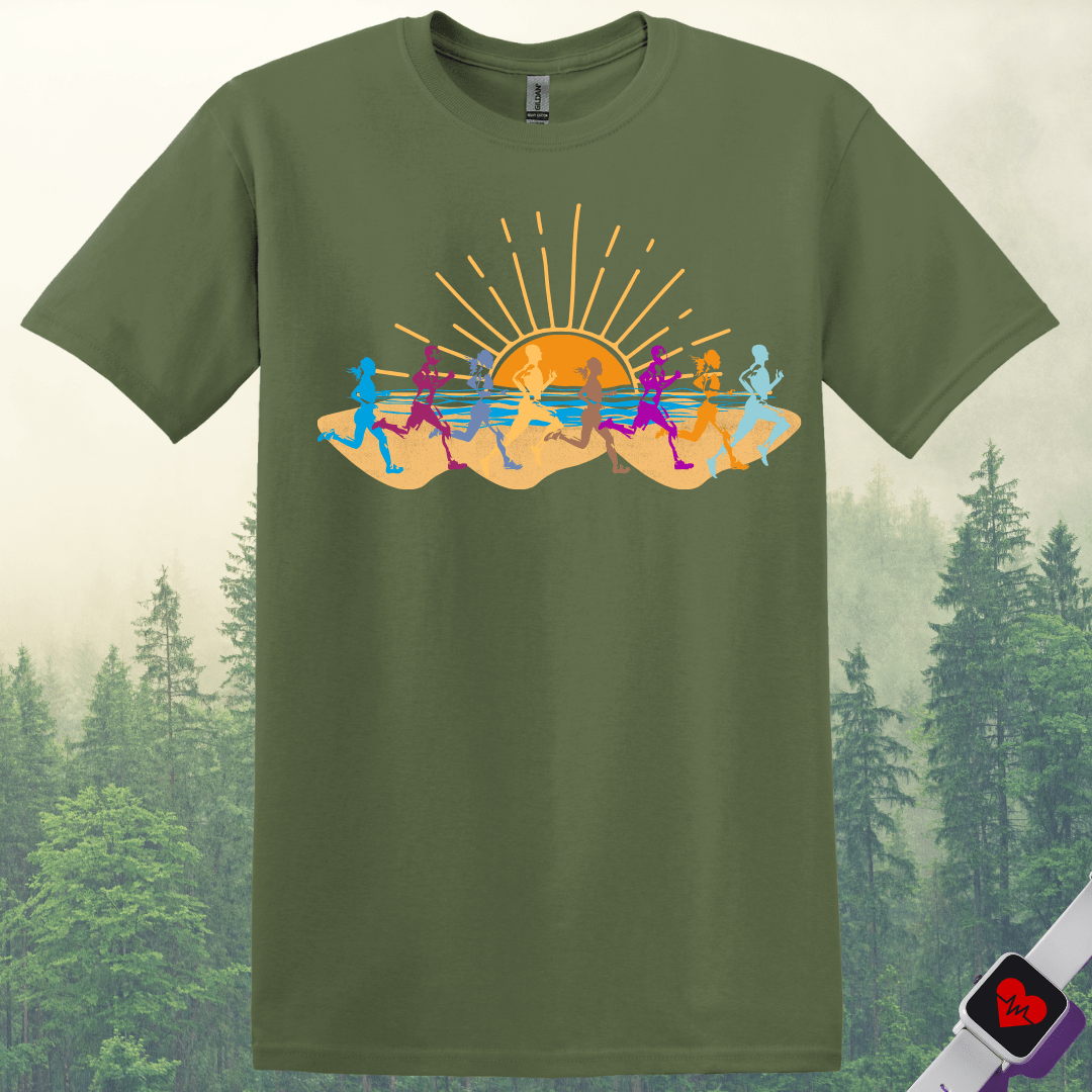 Printify T-Shirt Military Green / S Beach Runners T-Shirt