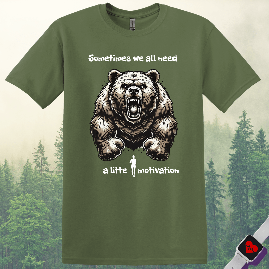 Printify T-Shirt Military Green / S Bear Motivation T-Shirt