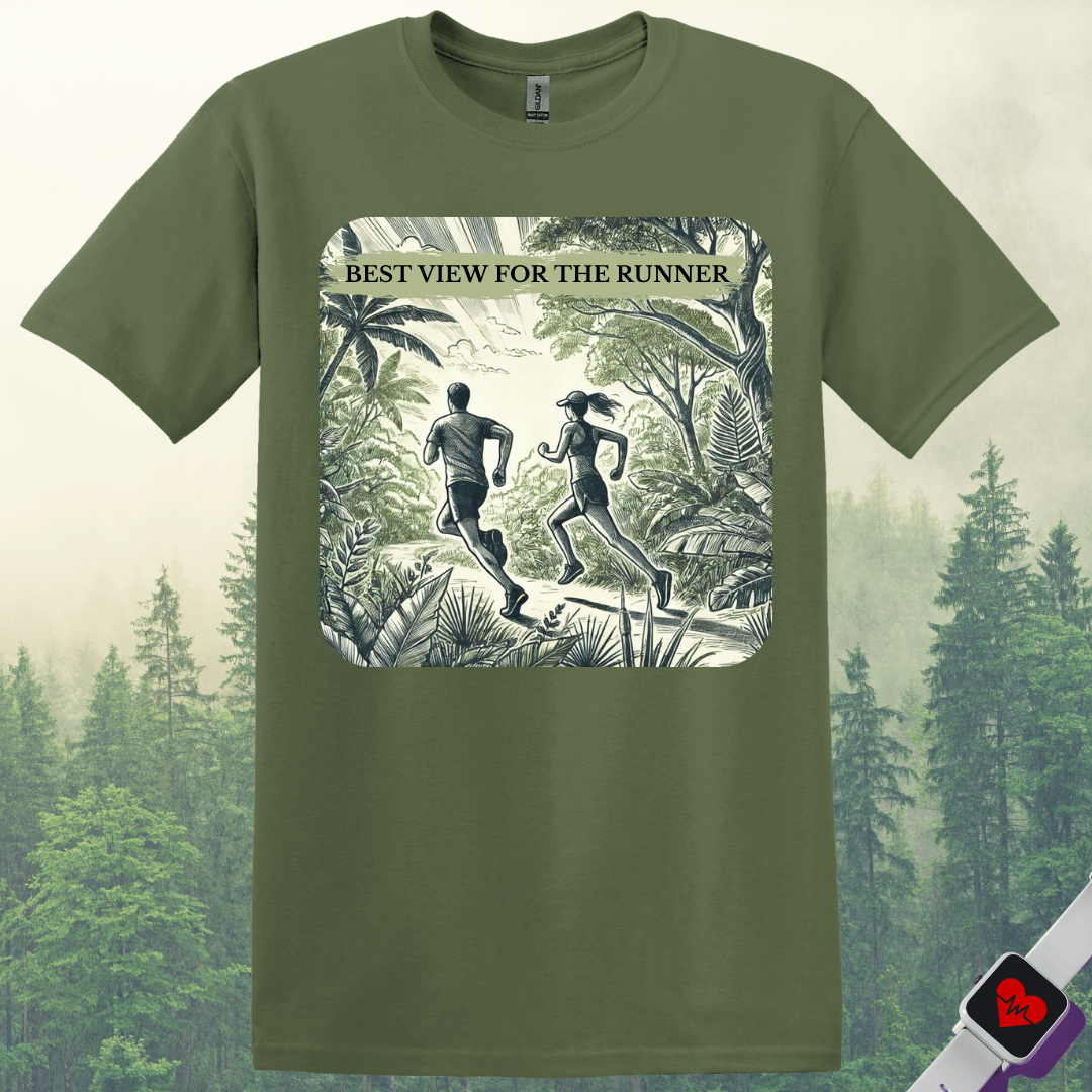 Printify T-Shirt Military Green / S Best View For The Runner T-Shirt