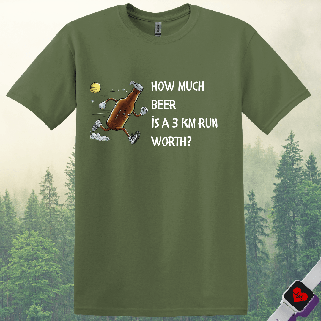 Printify T-Shirt Military Green / S Drink Beer Run 3KM T-Shirt