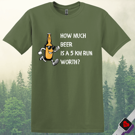 Printify T-Shirt Military Green / S Drink Beer Run 5KM T-Shirt