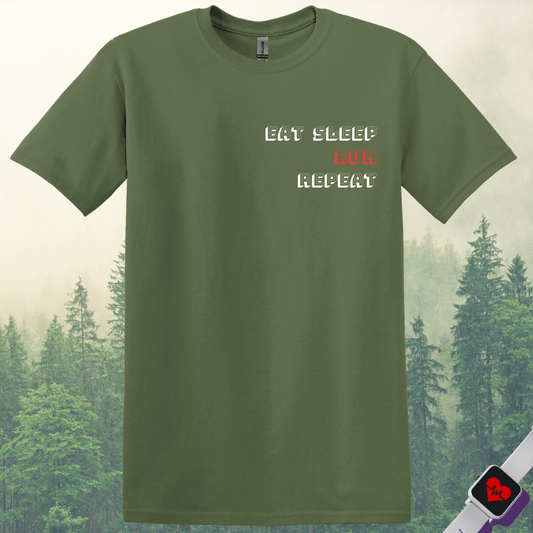 Printify T-Shirt Military Green / S Eat Sleep RUN Repeat T-Shirt