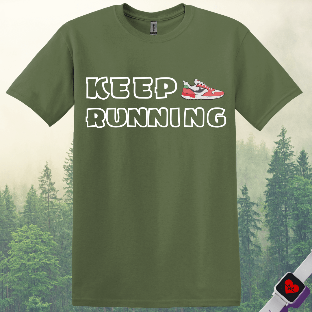 Printify T-Shirt Military Green / S Keep Running T-Shirt