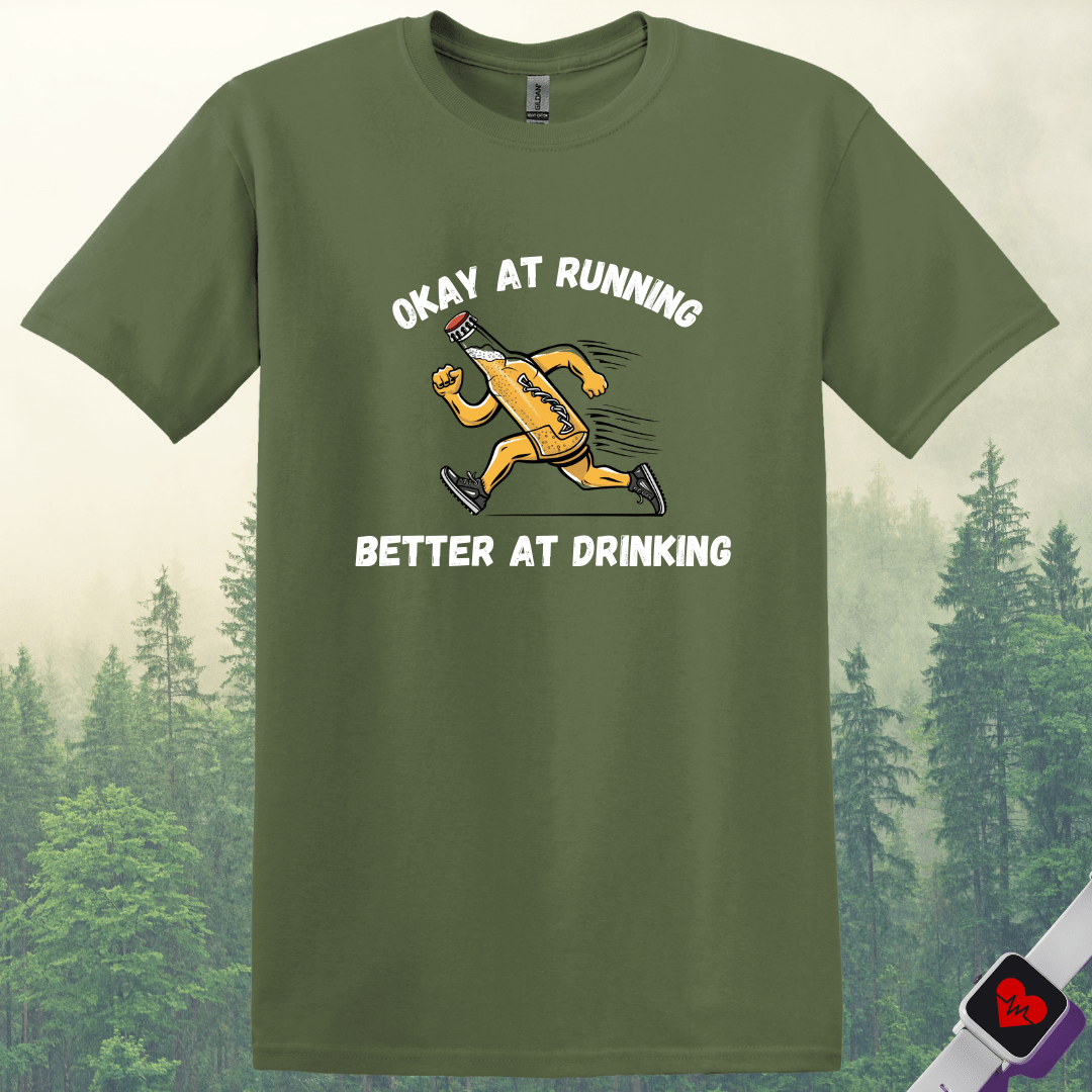 Printify T-Shirt Military Green / S Okay at Running T-Shirt