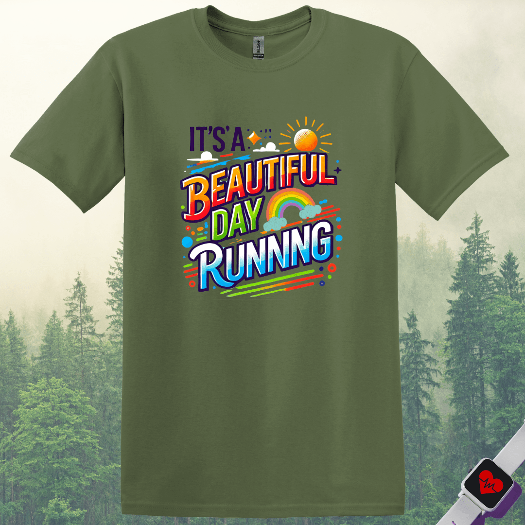 Printify T-Shirt Military Green / S Run Beautiful Day T-Shirt