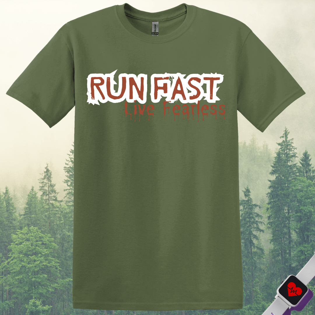 Printify T-Shirt Military Green / S Run Fast Live Fearless T-Shirt