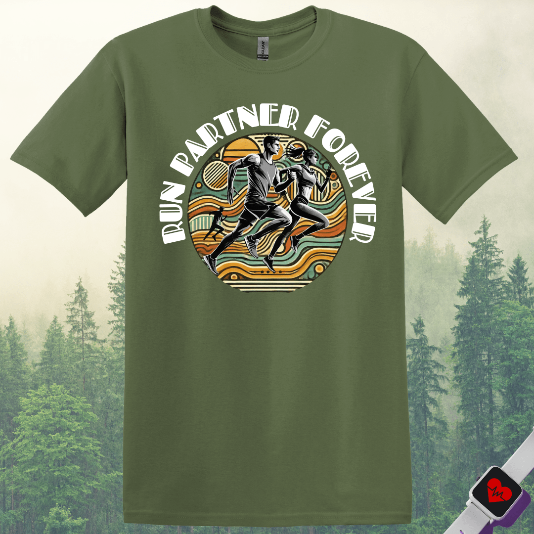 Printify T-Shirt Military Green / S Run Partner Forever T-Shirt