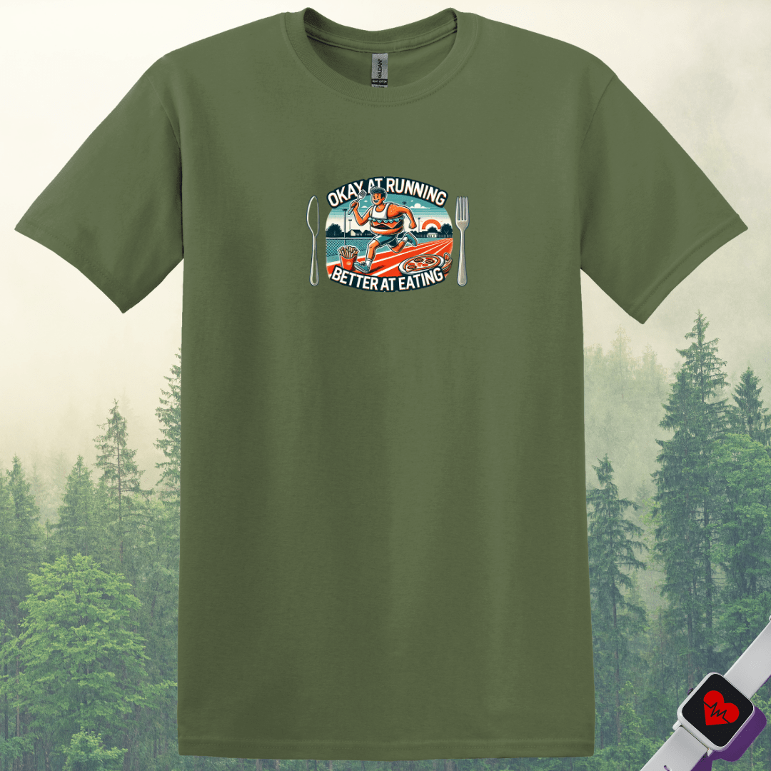 Printify T-Shirt Military Green / S Running or Eating T-Shirt