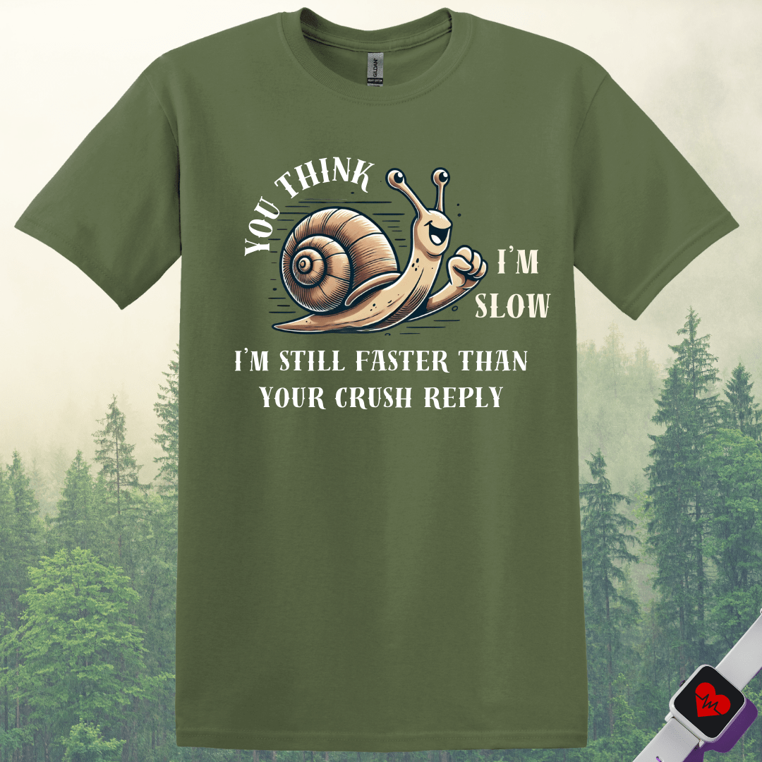 Printify T-Shirt Military Green / S Slow Snail Runner T-Shirt