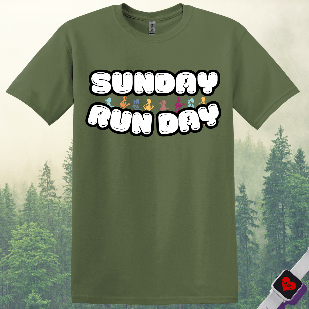 Printify T-Shirt Military Green / S Sunday Runday T-Shirt