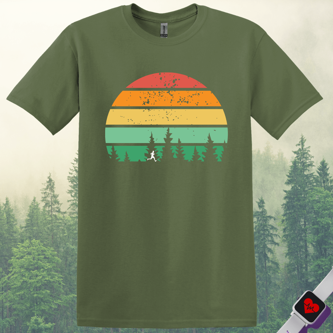 Printify T-Shirt Military Green / S SunSet Runner T-Shirt