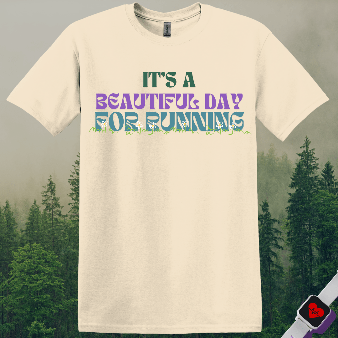 Printify T-Shirt Natural / S Beautiful Day for Running T-Shirt