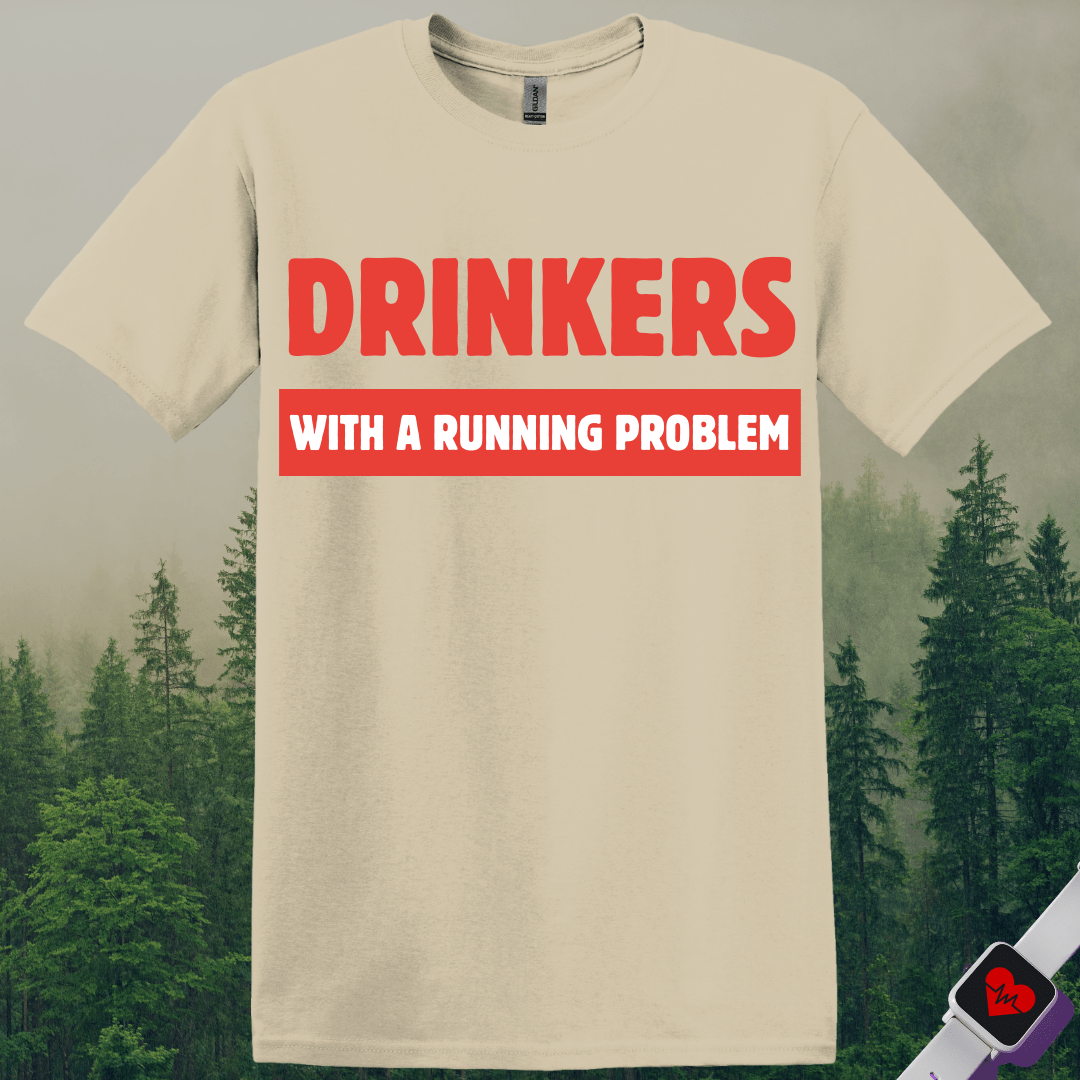 Printify T-Shirt Sand / S Drinkers With A Running Problem T-Shirt