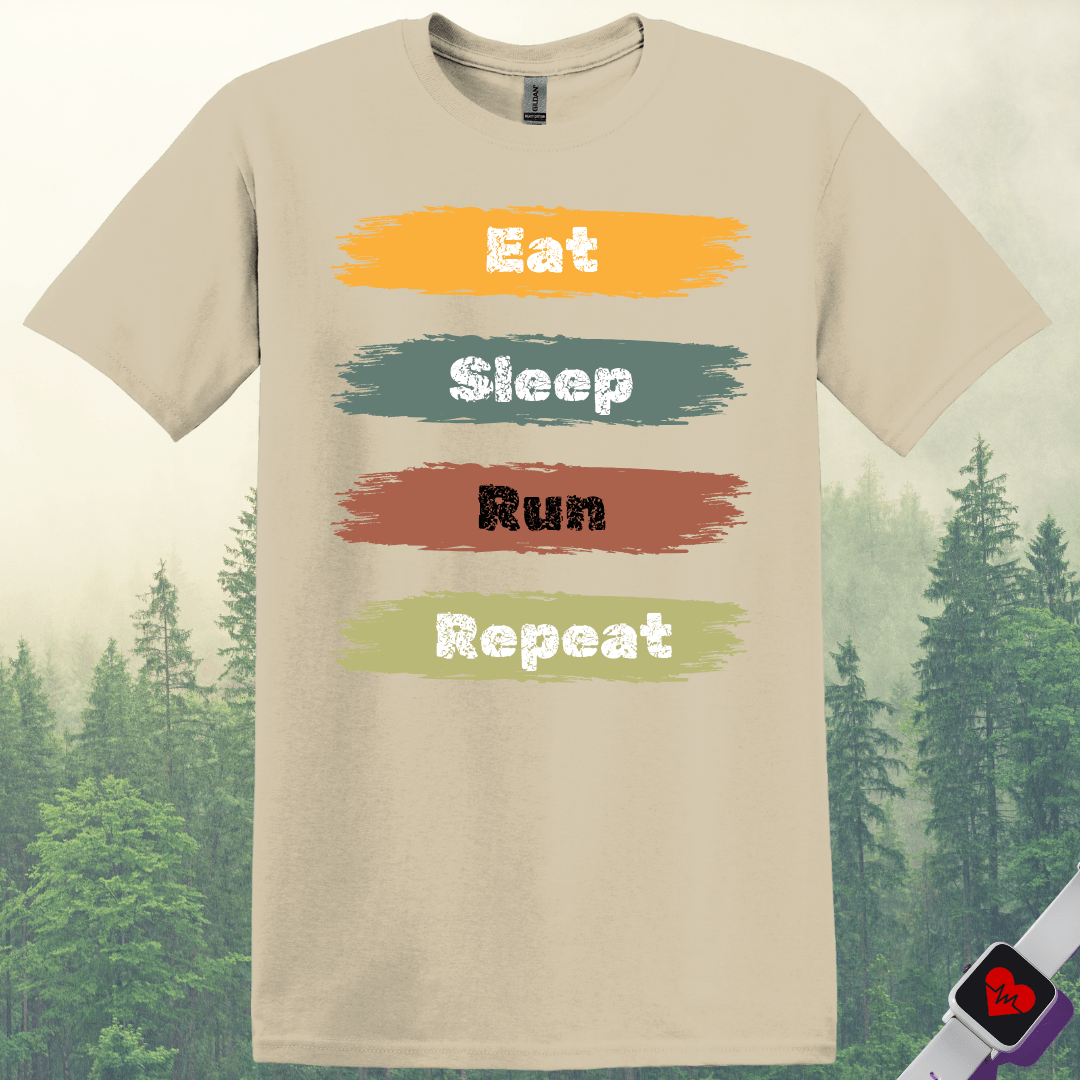 Printify T-Shirt Sand / S Eat Sleep Run Repeat T-Shirt