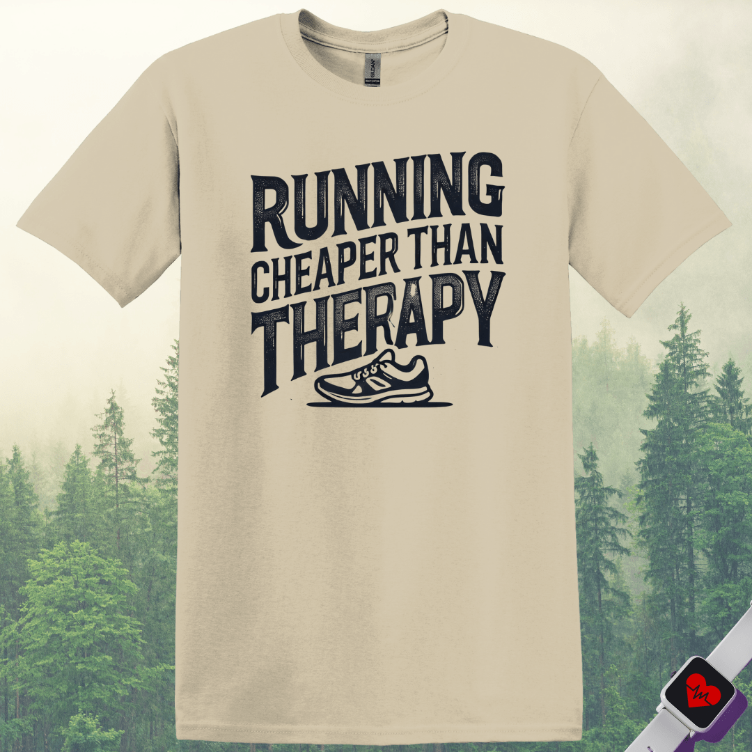 Printify T-Shirt Sand / S Running Cheaper Than Therapy T-Shirt