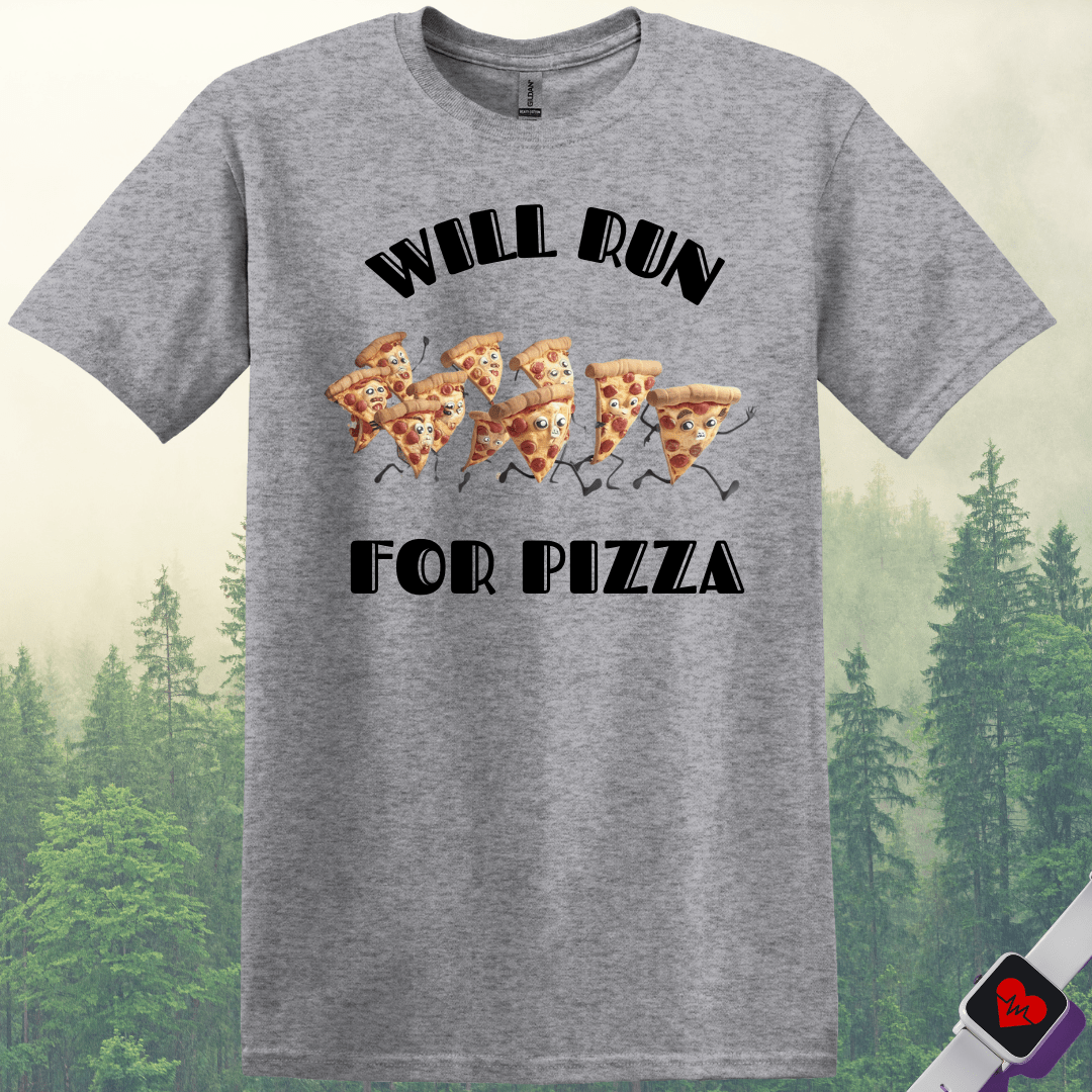 Printify T-Shirt Sport Grey / S Will Run For Pizza T-Shirt