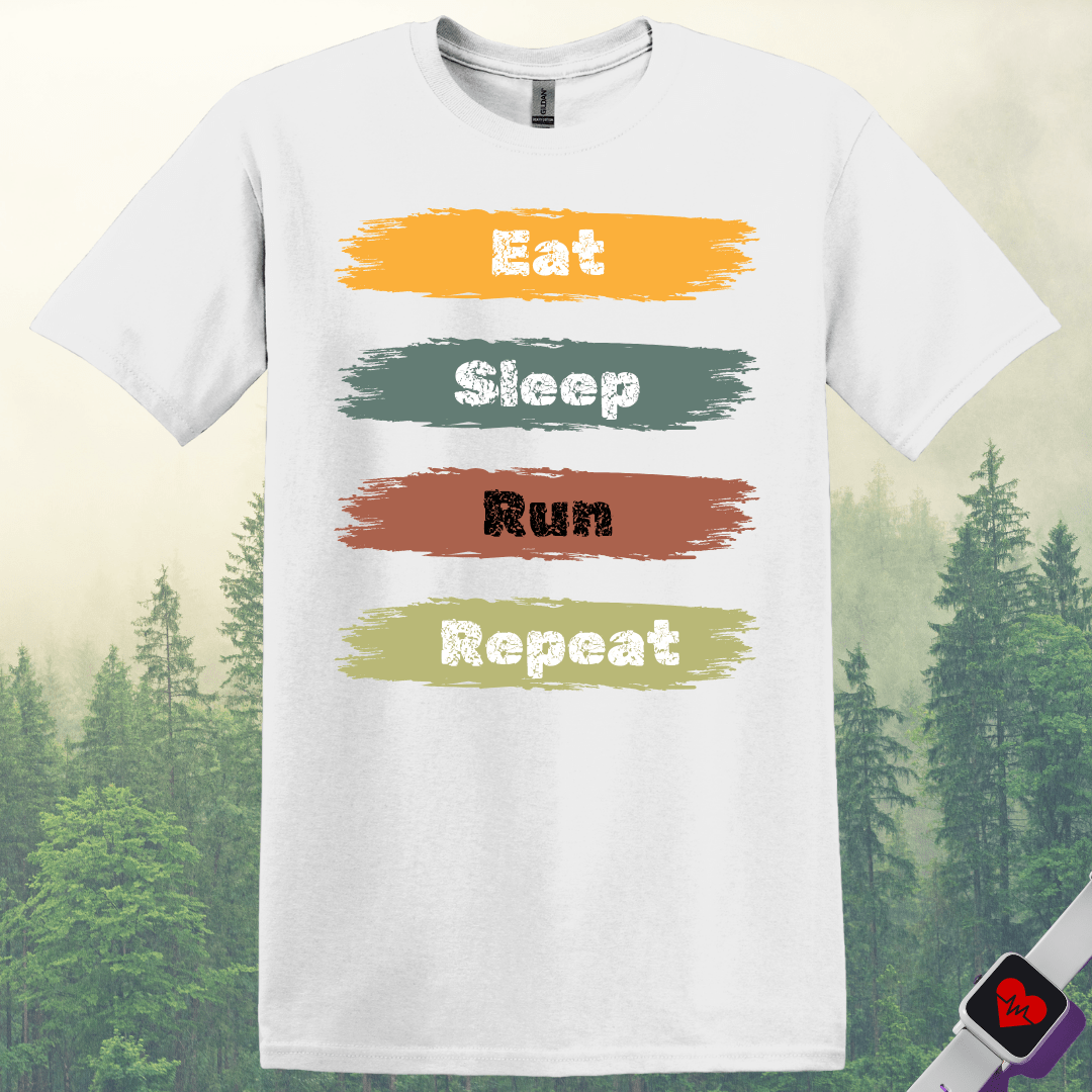 Printify T-Shirt White / S Eat Sleep Run Repeat T-Shirt